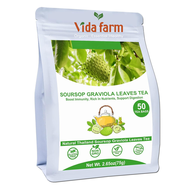 Soursop Leaves Tea - 1.5g x 50 Count - 100% Pure Soursop Graviola Leaves Tea Bag - Country of Origin Thailand - Support Digestion & Rich in Nutrients